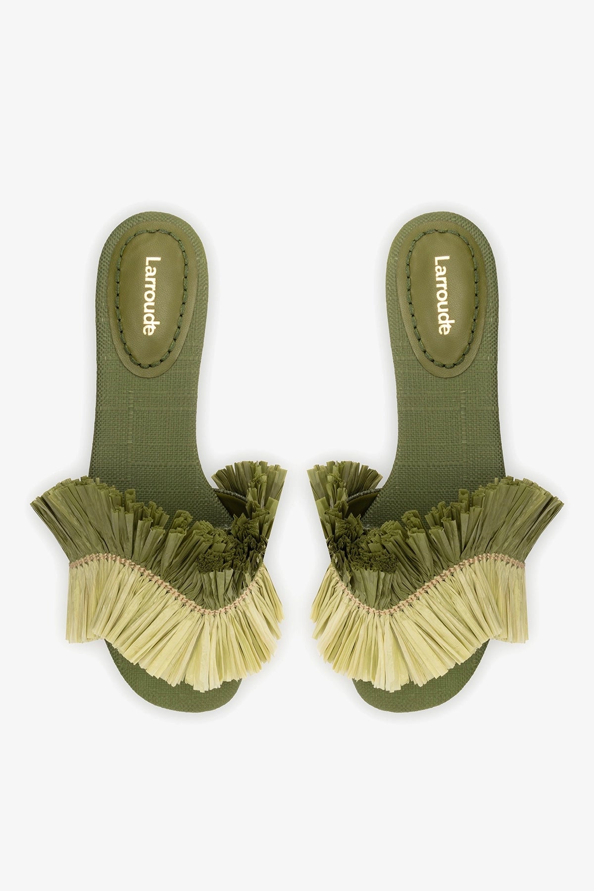 Ivy Fringe Flat In Seaweed Raffia