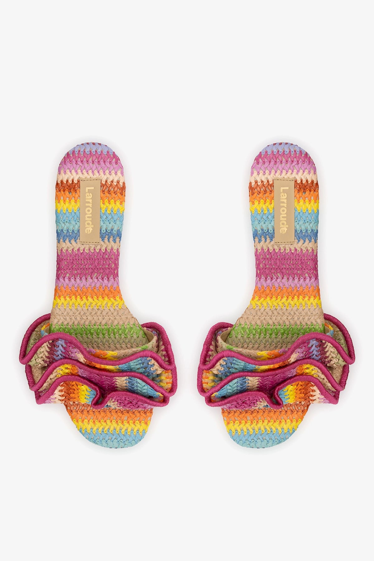 Ivy Ruffle Flat Rainbow Raffia