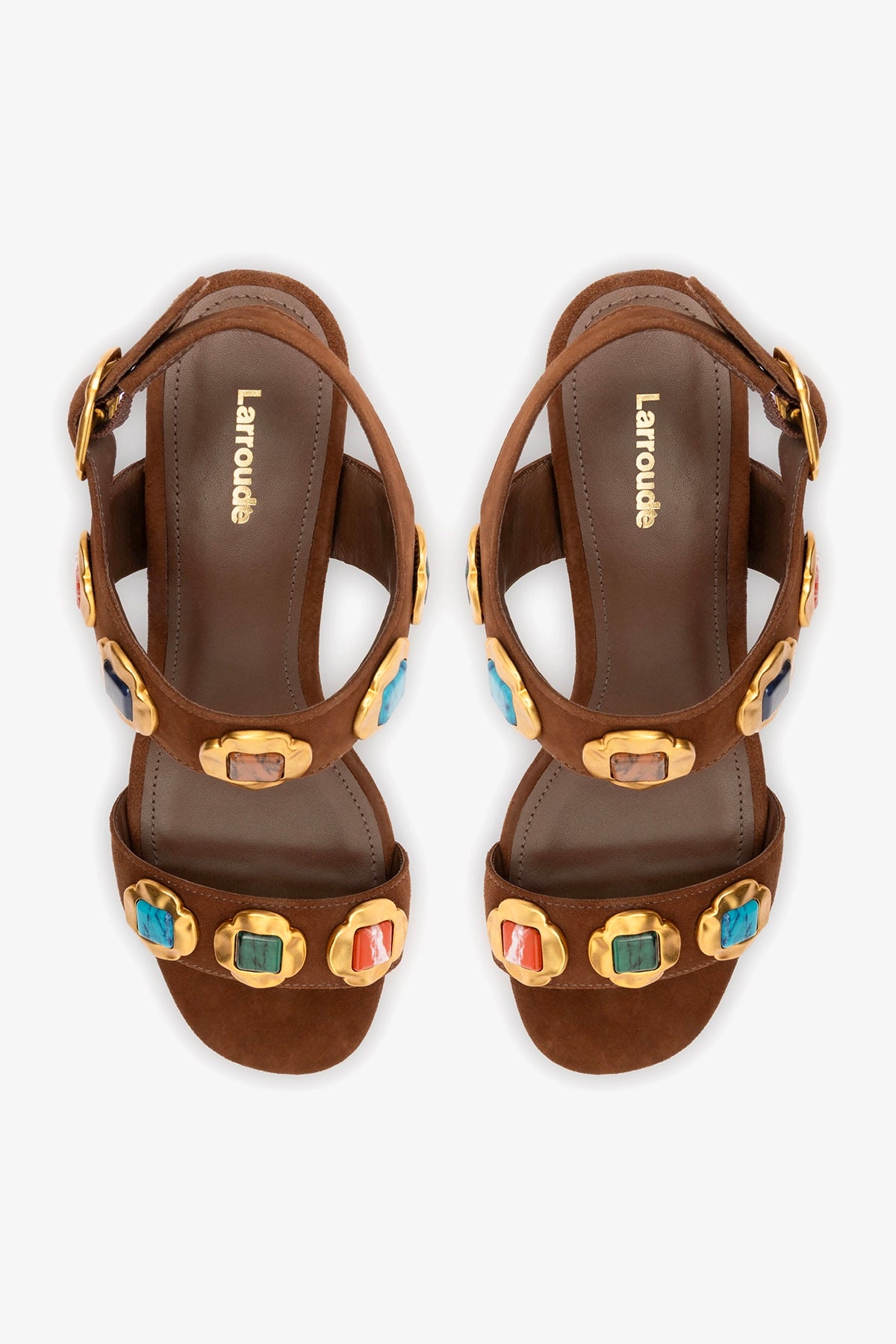 Milan Gioiello Block Sandal In Burnt Umber Leather