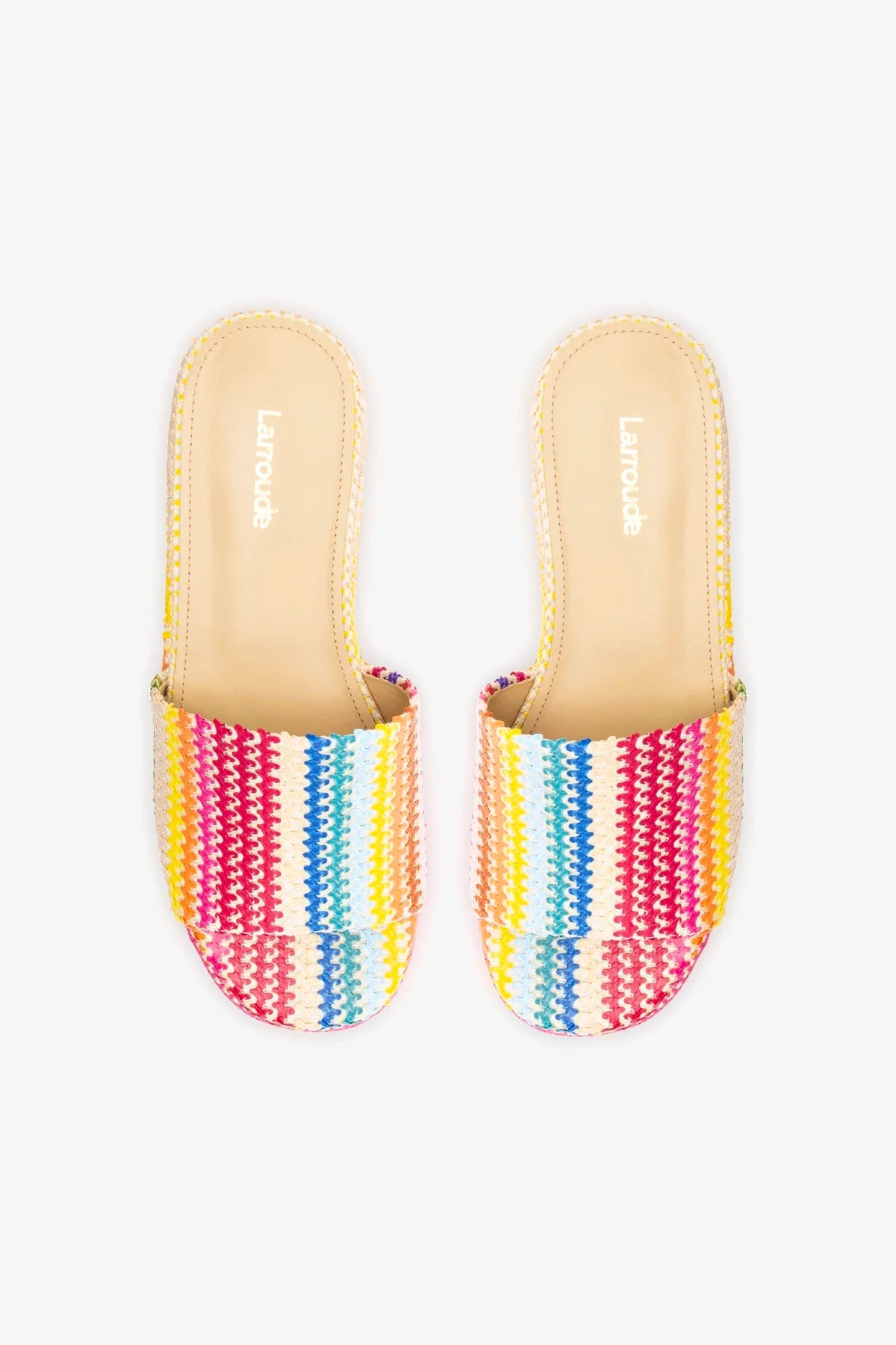 Alex Flatform Mule In Rainbow Raffia