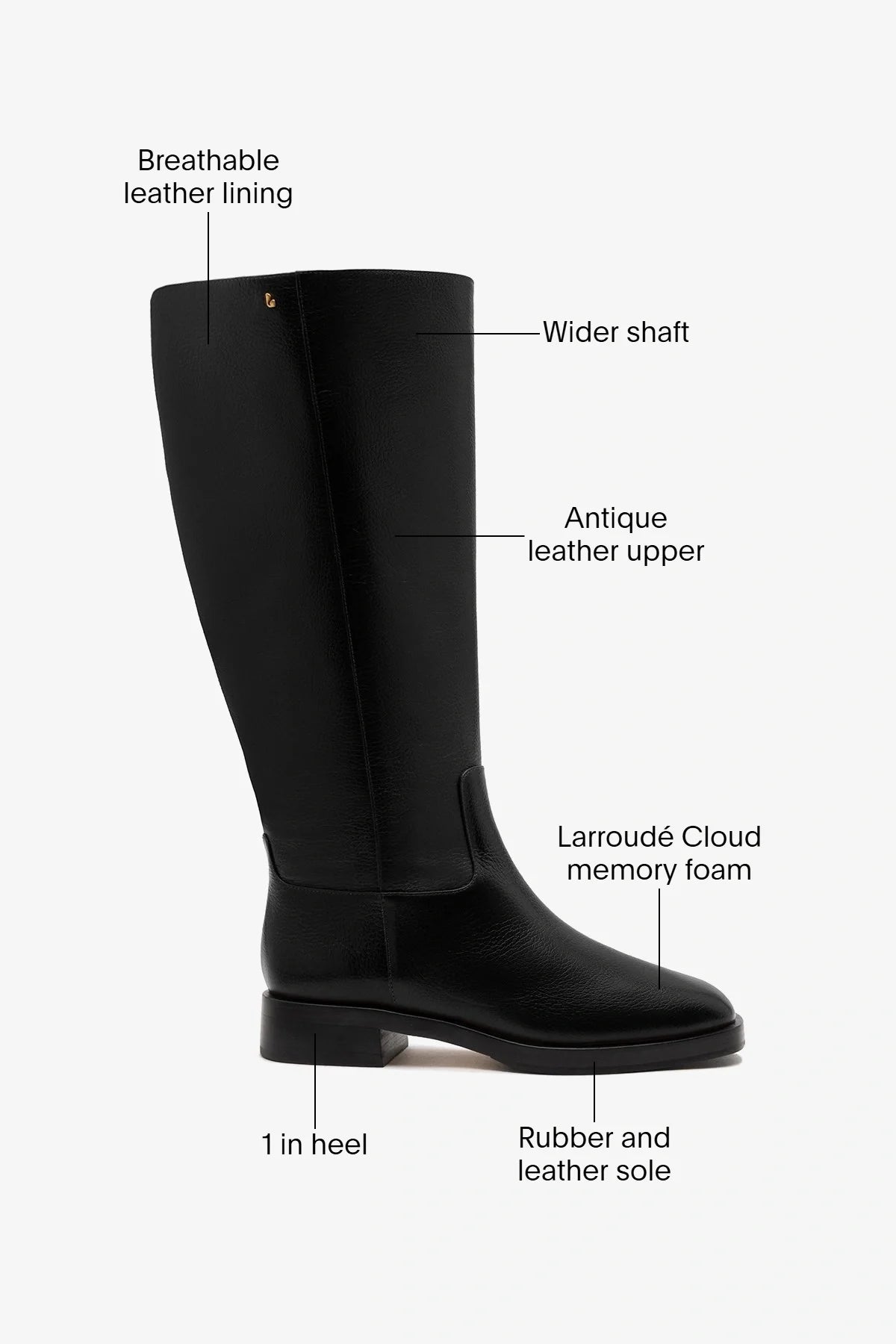 Anne Wide Boot Black Leather