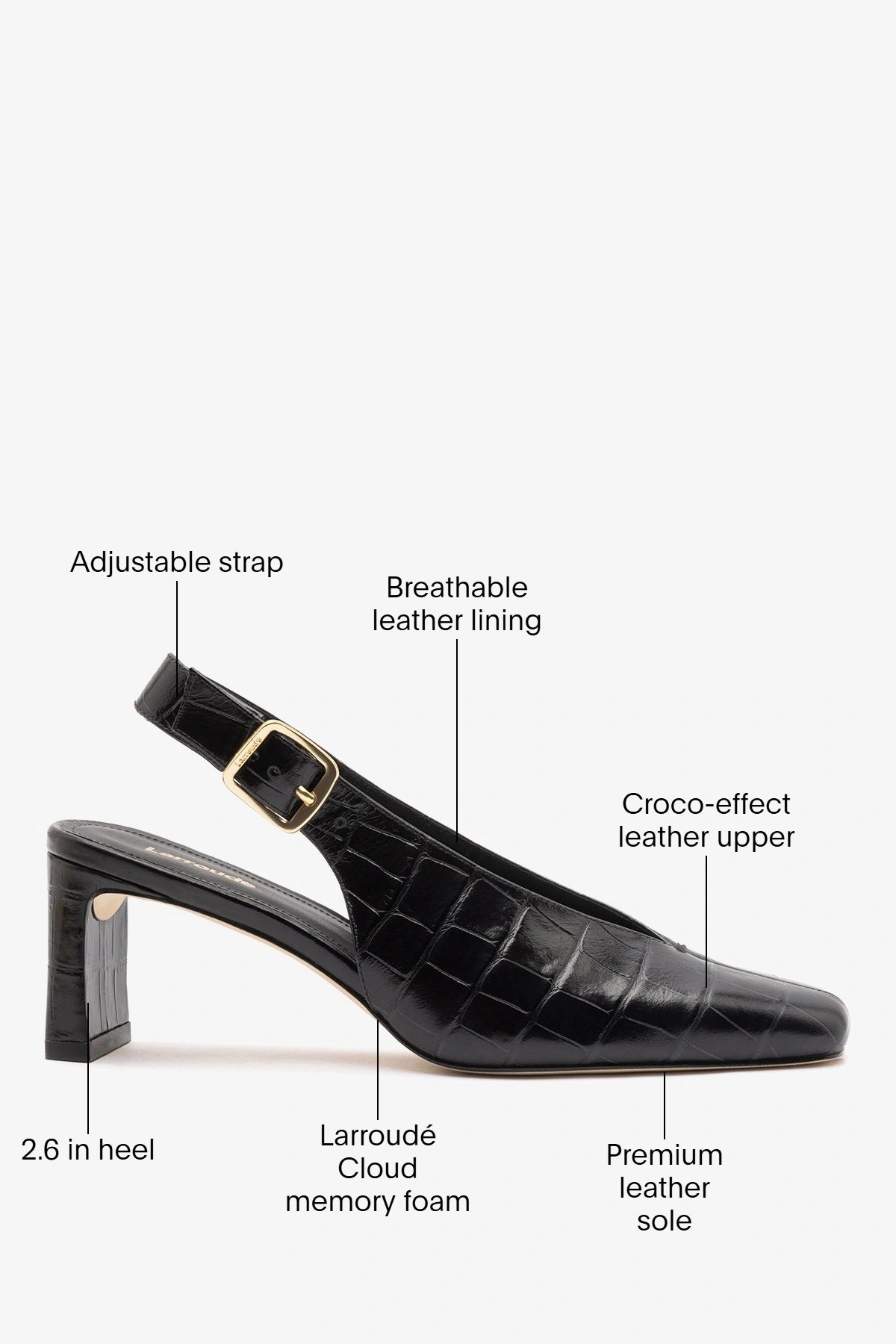 Katie Pump Black Crocodile-Embossed Patent