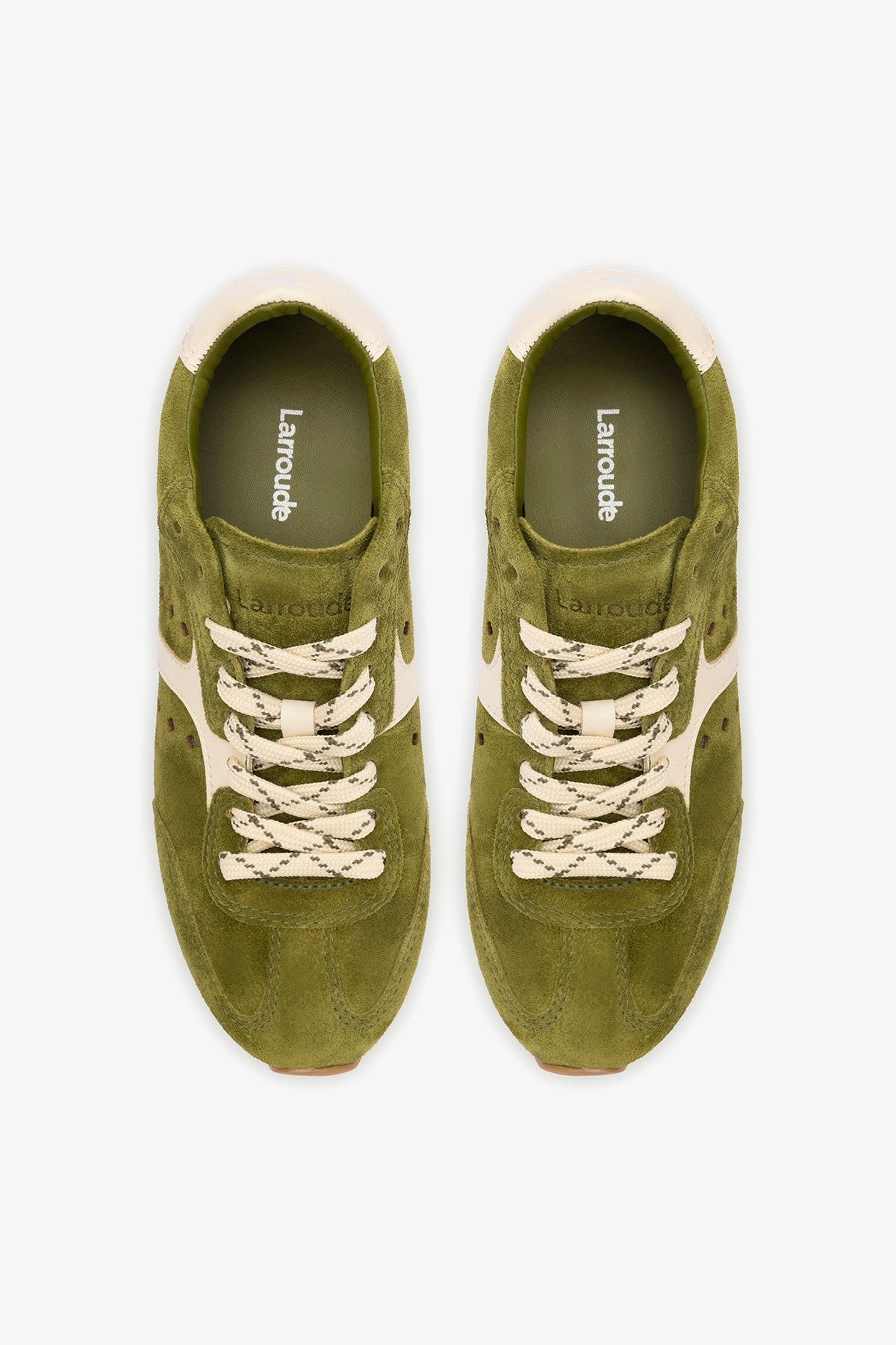 Stella Sneaker In Seaweed Suede and Ivory Leather