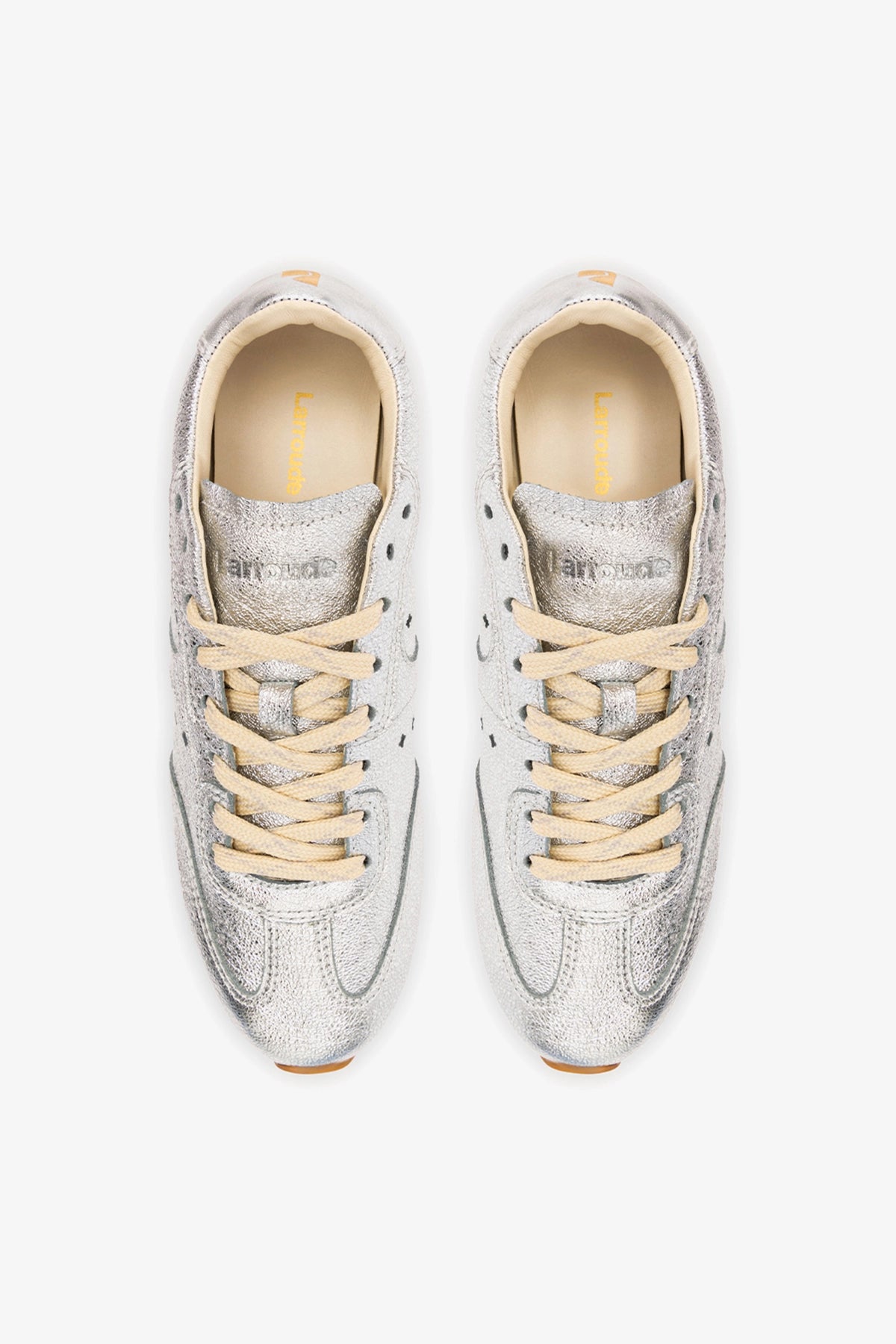 Stella Sneaker In Silver Metallic Leather