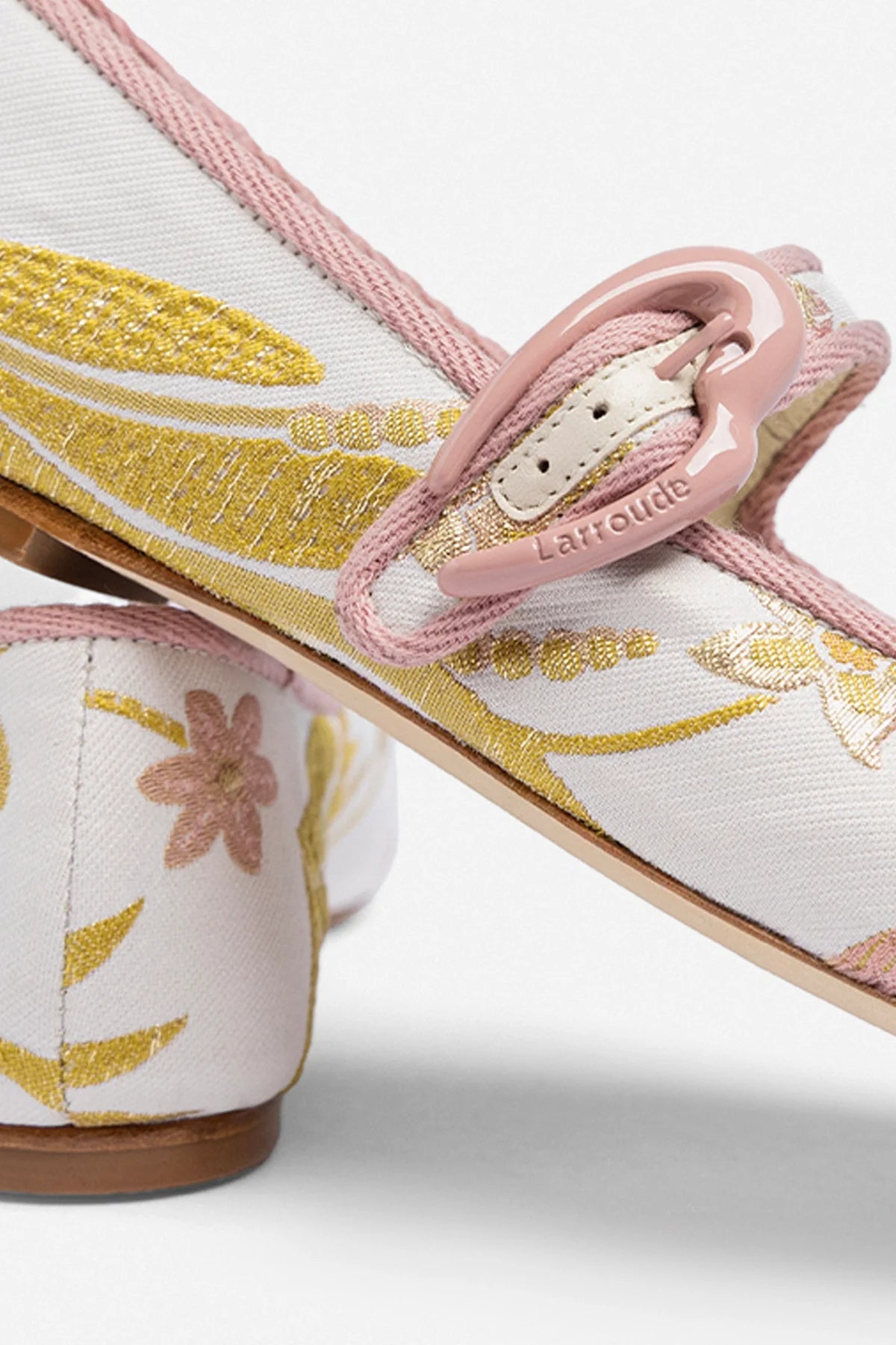 Larroudé by Markarian: Verona Ballet Flat Mist Floral Brocade