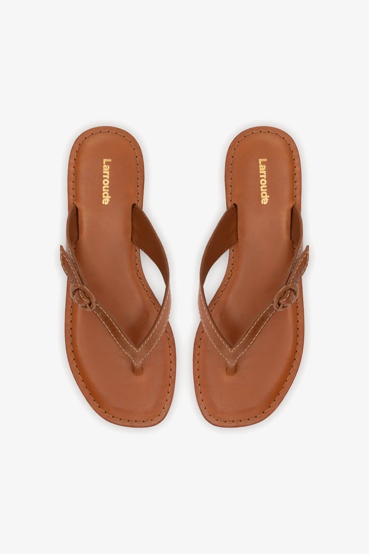 Mary Kate Flat Sandal In Caramel Leather