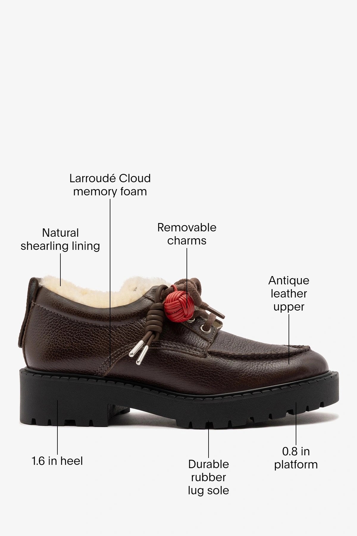 London Shearling Lace Up Loafer Brown Leather