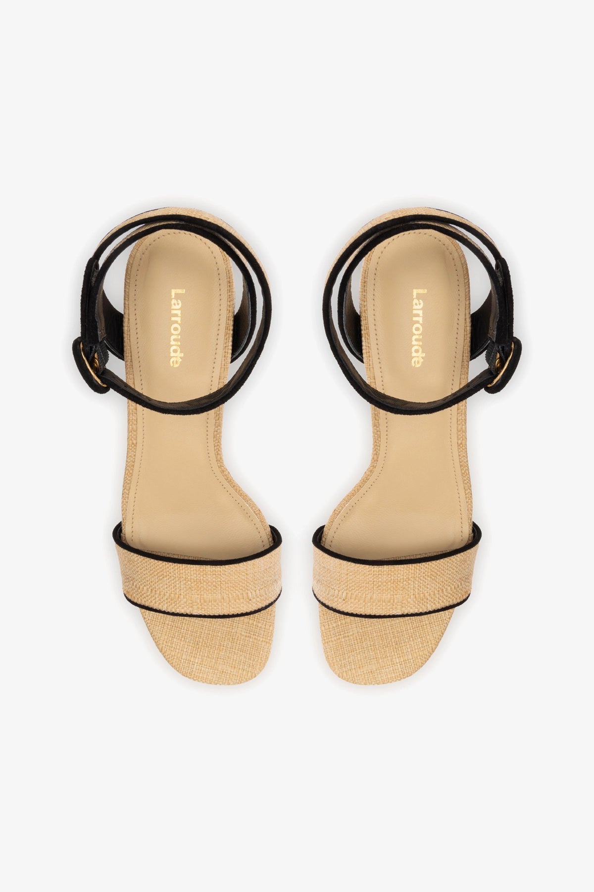 Dolly Low Sandal In Beige Raffia and Black Trimming