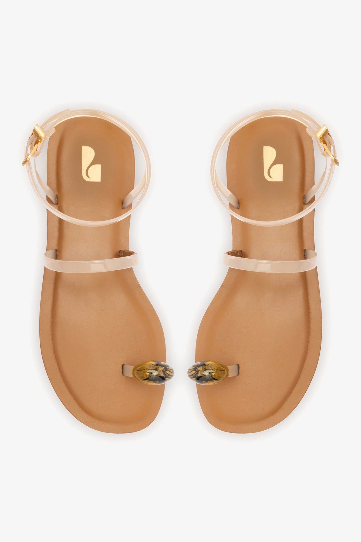 Biarritz Jelly Flat Sandal In Ivory Vinyl
