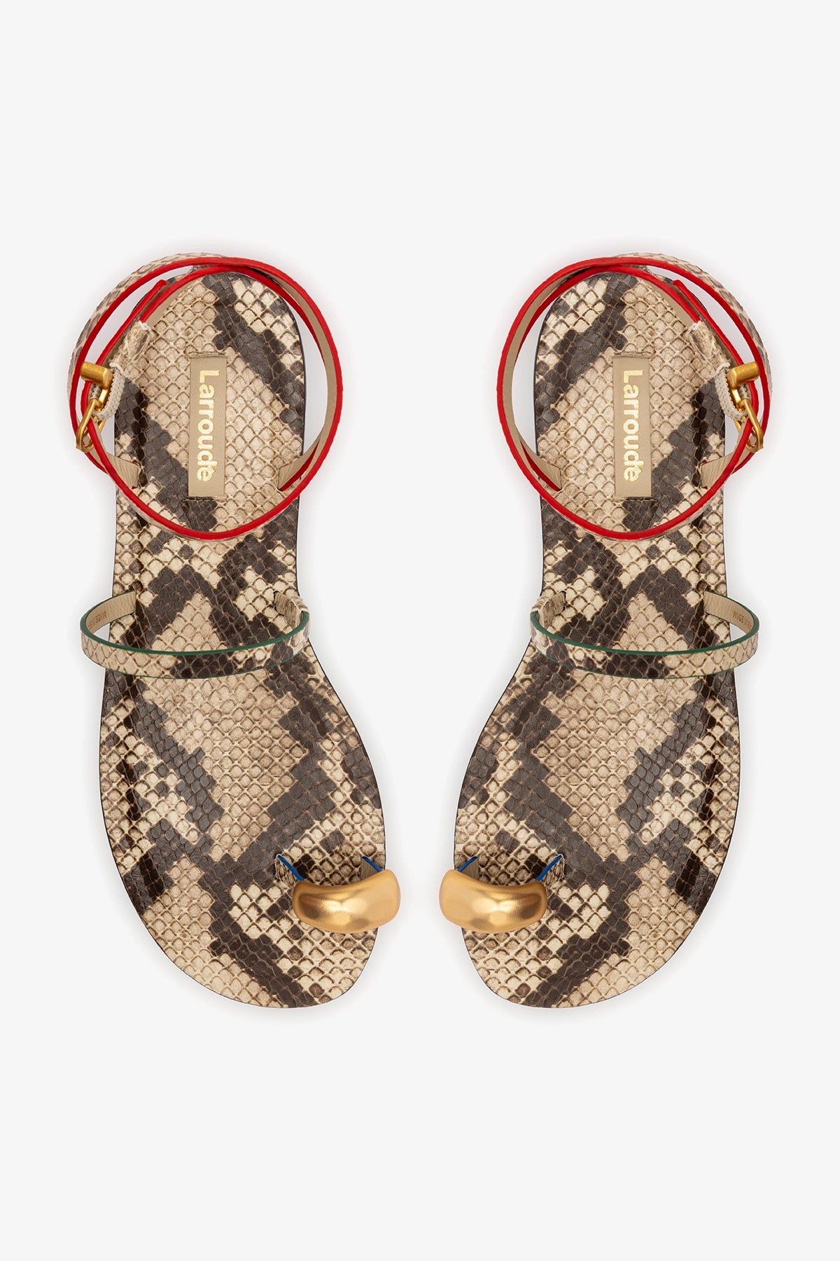 Biarritz Flat Sandal In Neutral Snake Leather