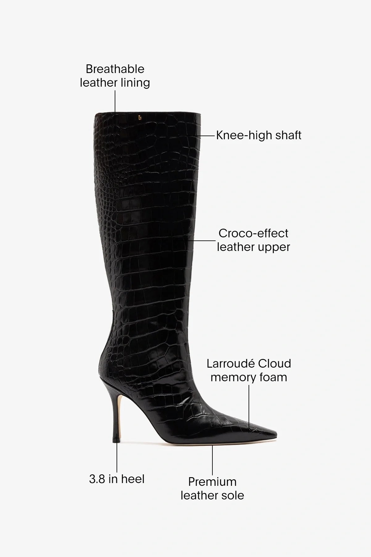 Carine Boot Black Croco Patent Leather