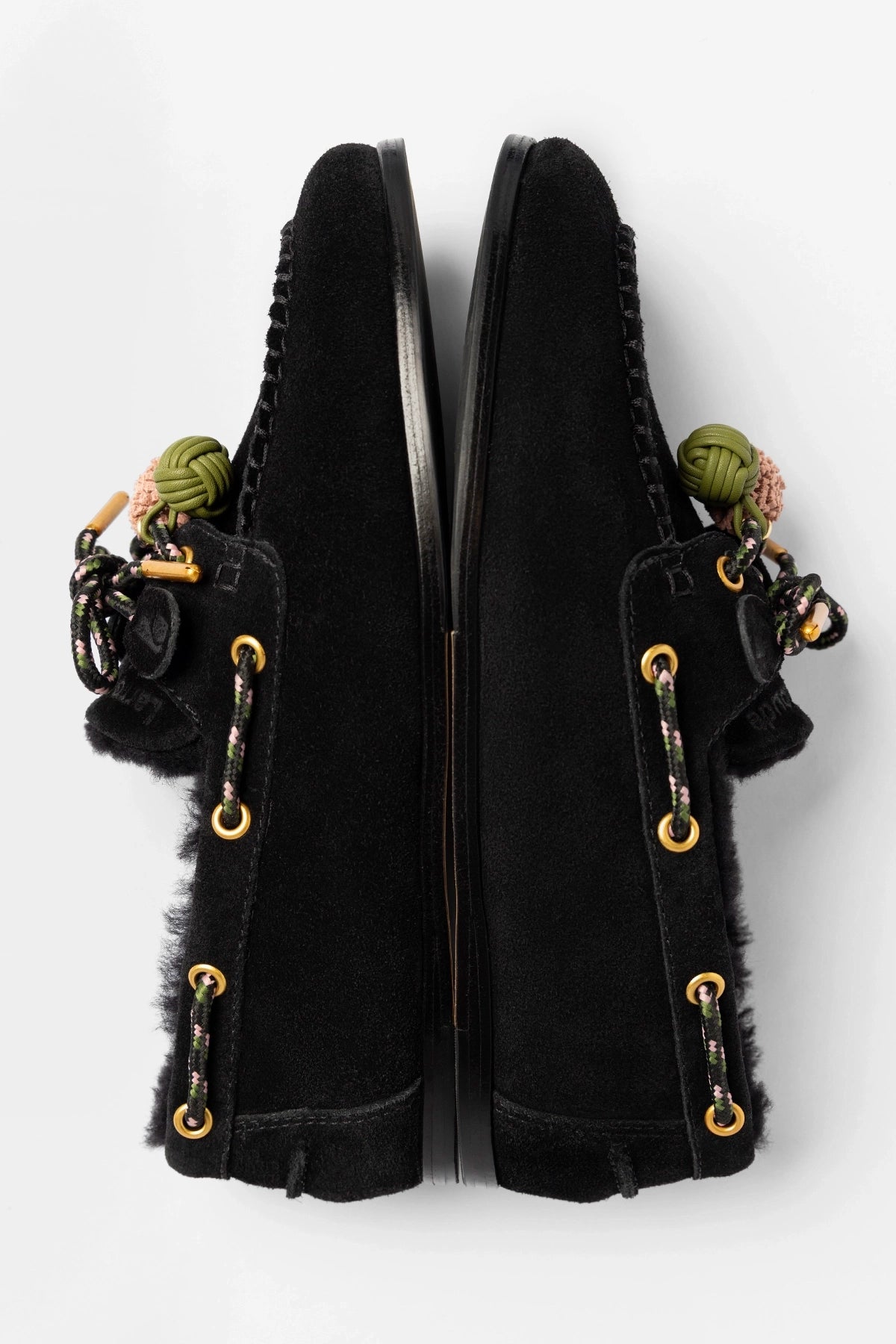 Cyprus Shearling Boat Shoe Black Suede