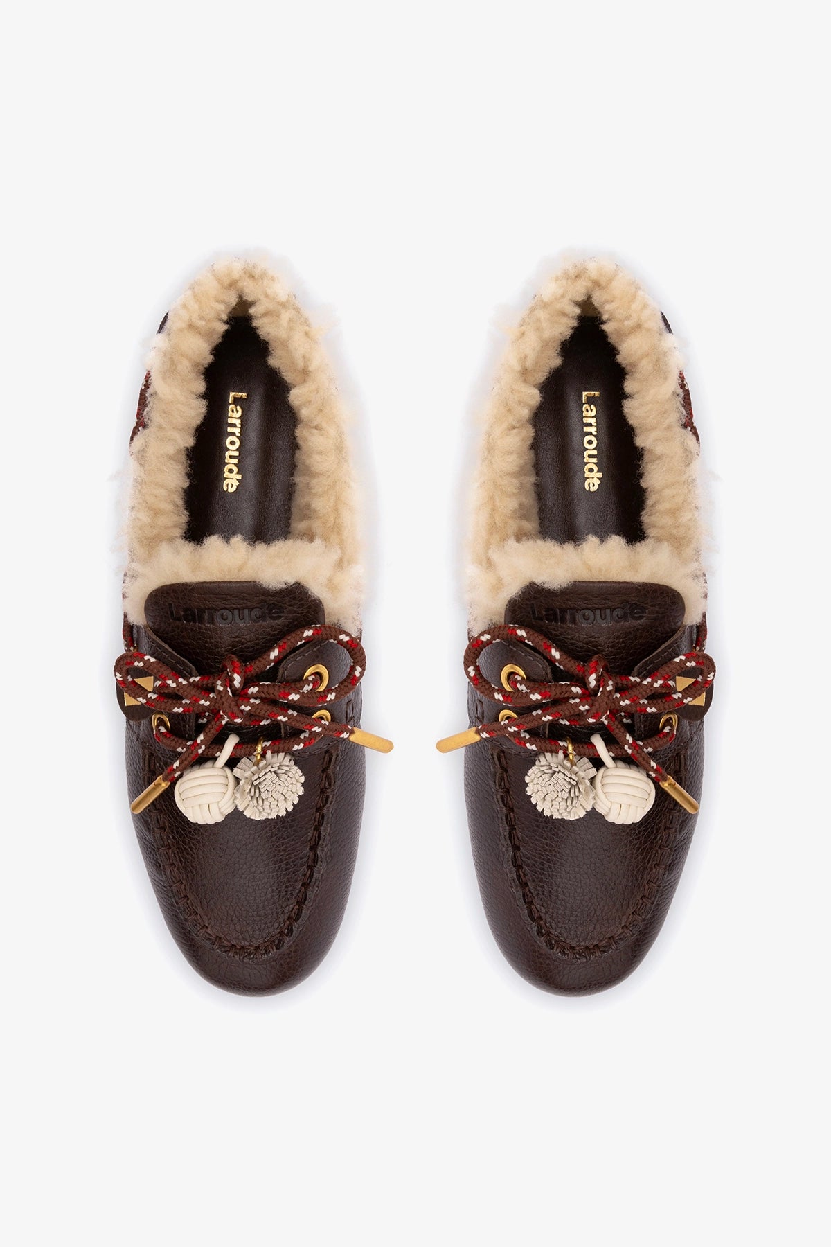 Cyprus Boat Shoe In Brown Leather and Natural Shearling