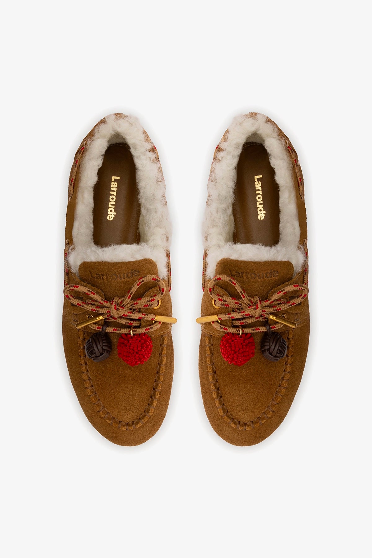 Cyprus Boat Shoe In Russet Suede and Natural Shearling