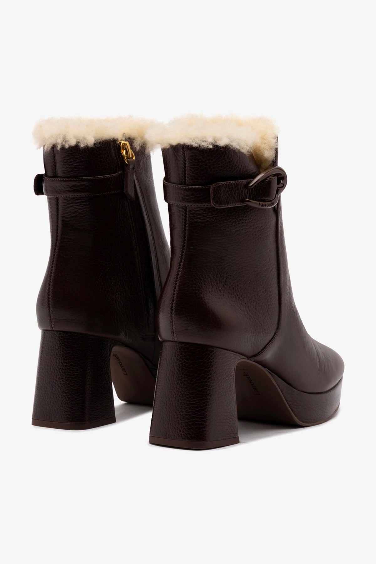 Dolly Verona Low Boot In Brown Leather And Natural Shearling