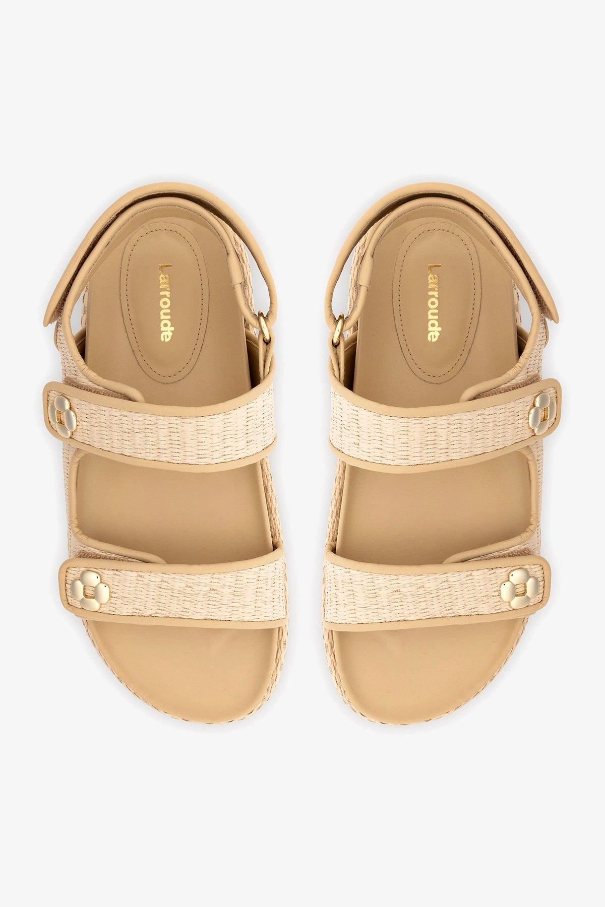 Jetty Sandal In Natural Beach Raffia and Beige Leather