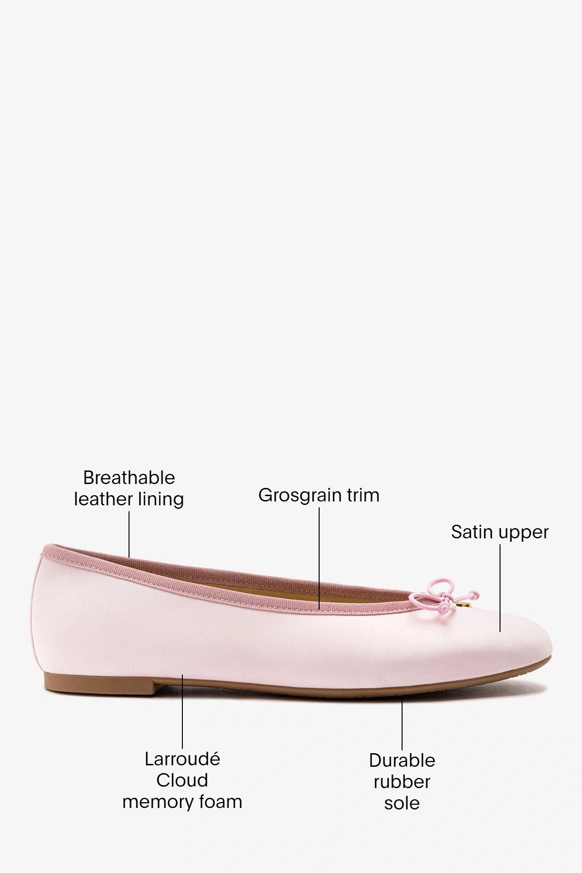 Larroudé by Sheridan Cox: Pavlova Ballet Flat Strawberry Cream Satin