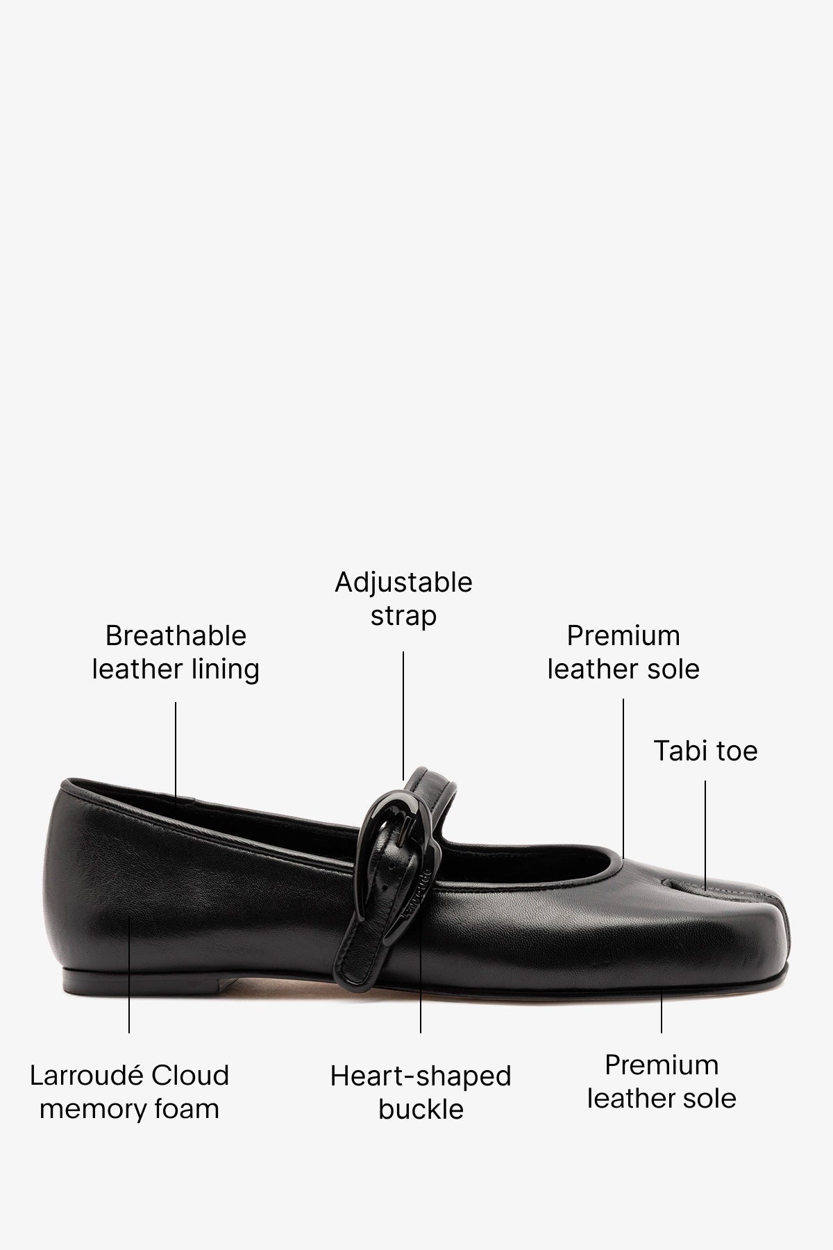 Verona Tabi Ballet Flat Black Leather