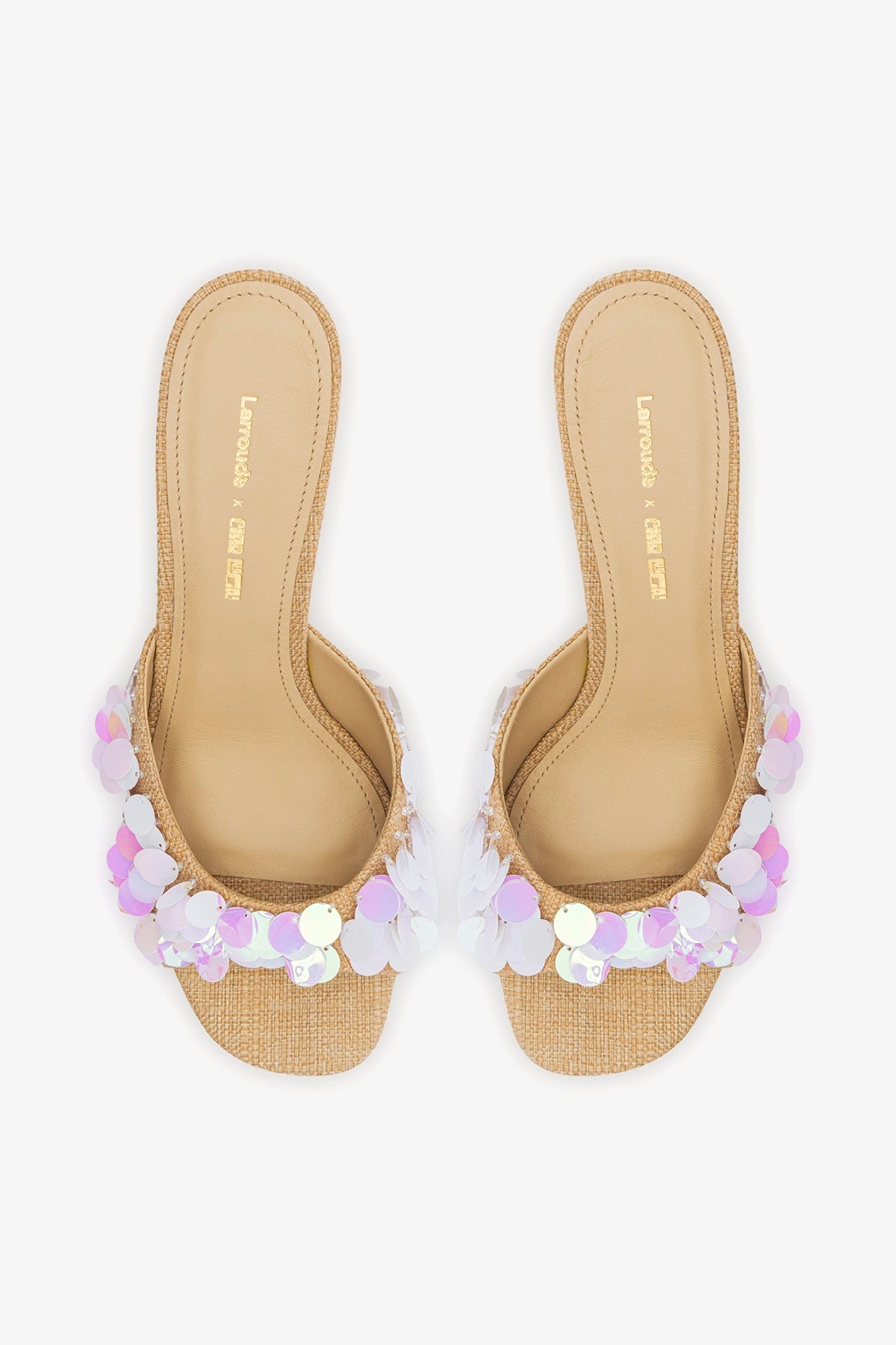 Larroudé x Ciao Lucia: Madalena Wedge Mule Beige Raffia