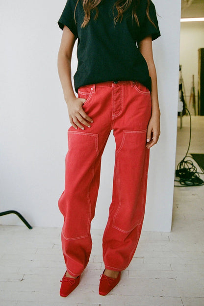 Larroudé x Parke Mule Cherry Satin
