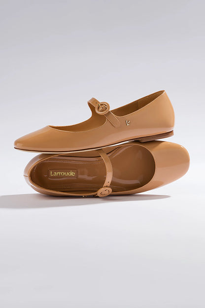 Blair Ballet Flat In Tan Patent Leather