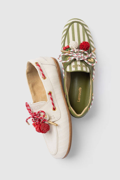 Cyprus Boat Shoe Seaweed Striped Canvas