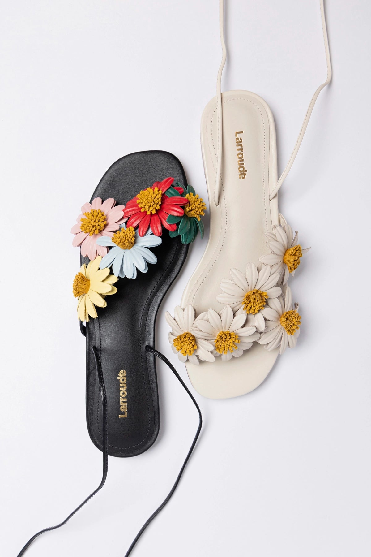 Fiore Flat Sandal Ivory Leather