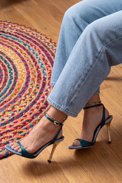 Freya Sandal Teal Satin