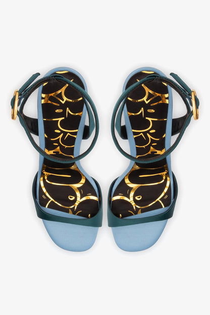 Freya Sandal Teal Satin