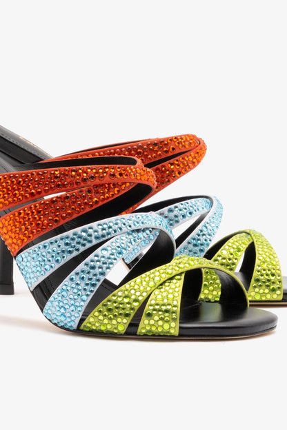 Sophia Crystal Mule Multicolor Satin