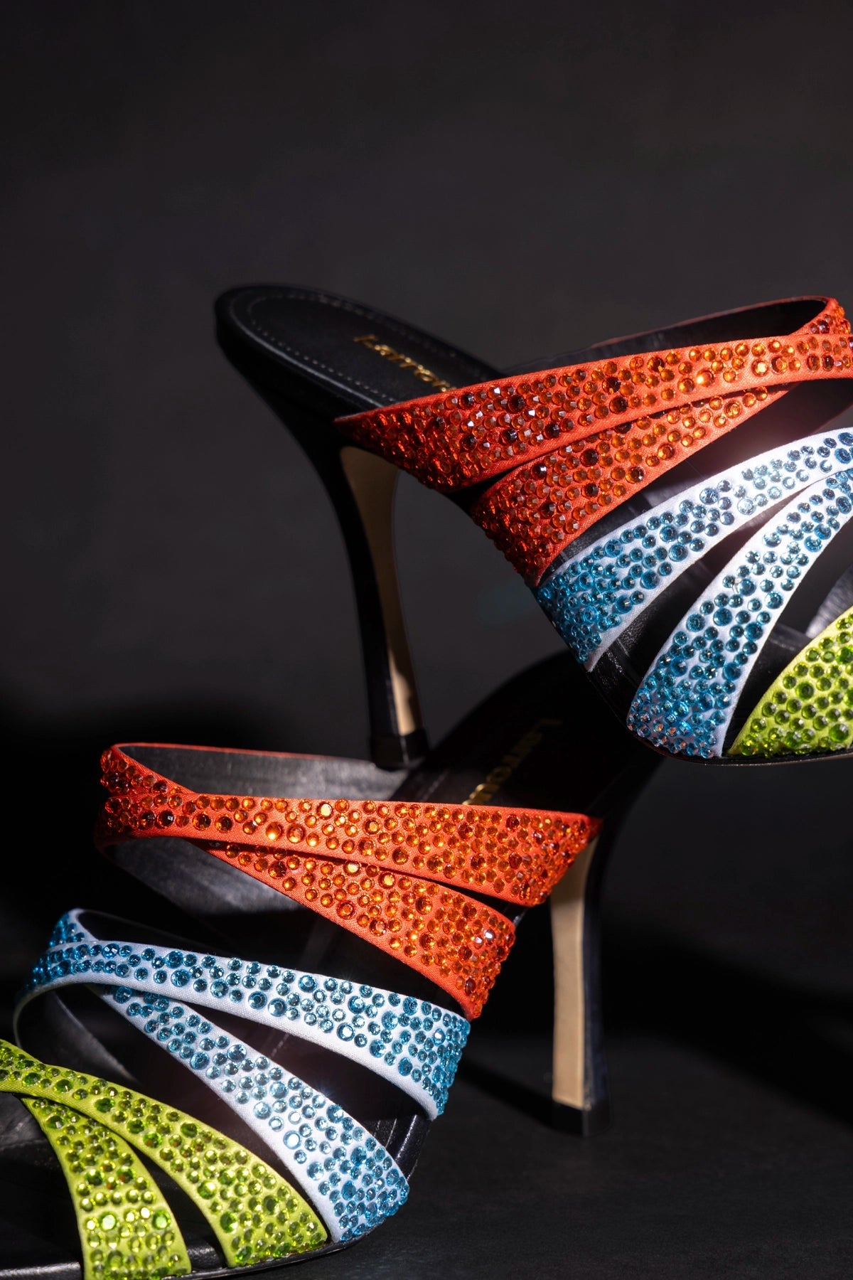 Sophia Crystal Mule Multicolor Satin