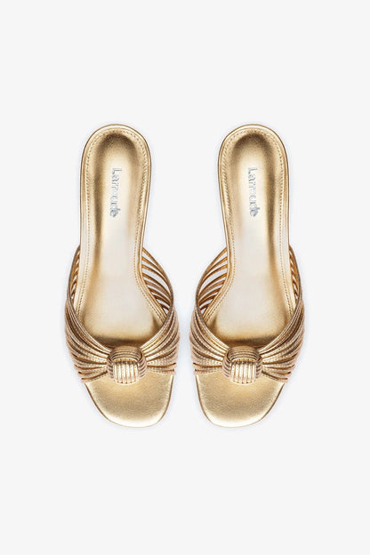 Valerie Mule In Gold Metallic Leather