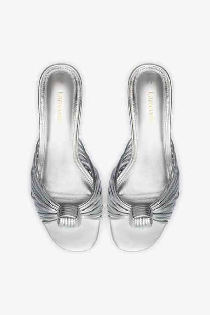 Valerie Mule In Silver Metallic Leather
