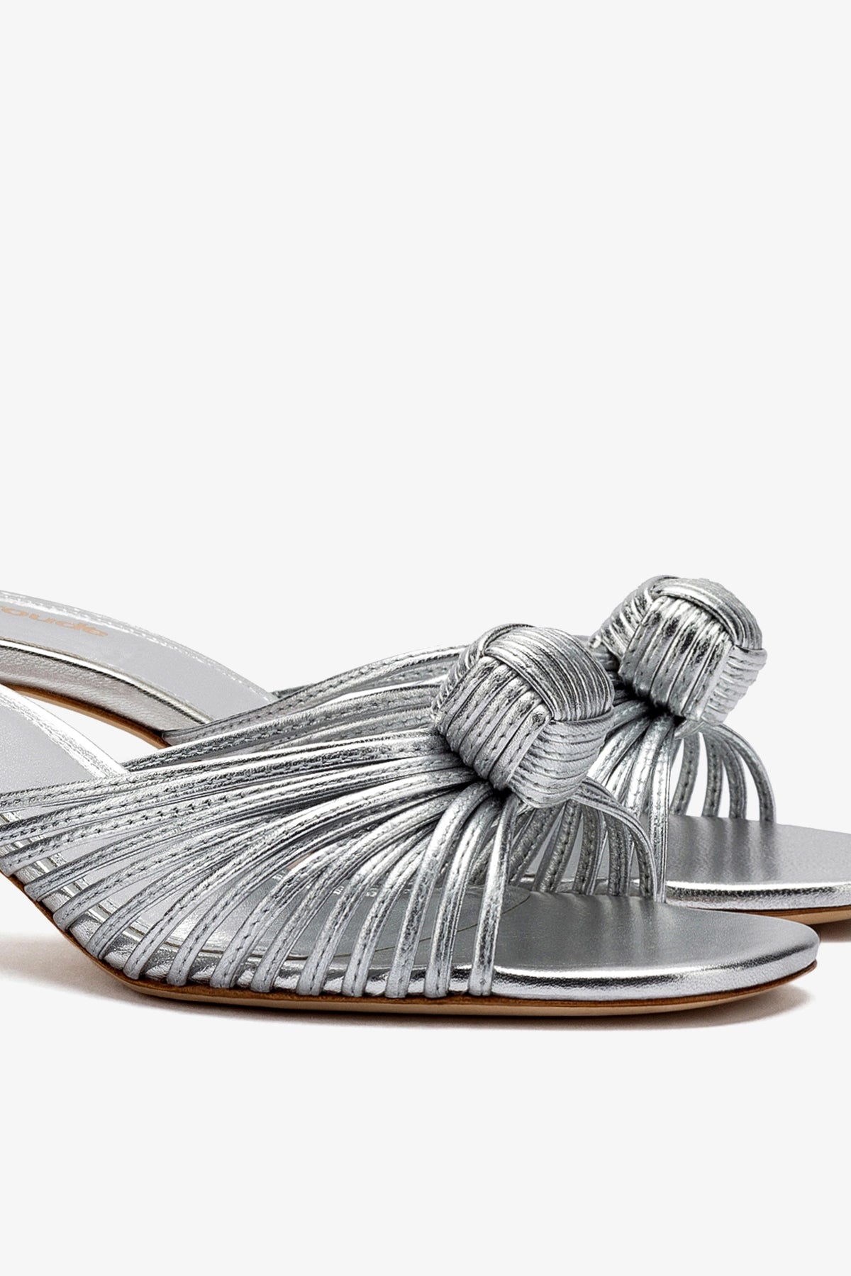 Valerie Mule In Silver Metallic Leather