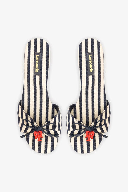 Bardot Flat Navy Striped Canvas