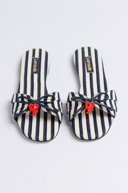 Bardot Flat Navy Striped Canvas