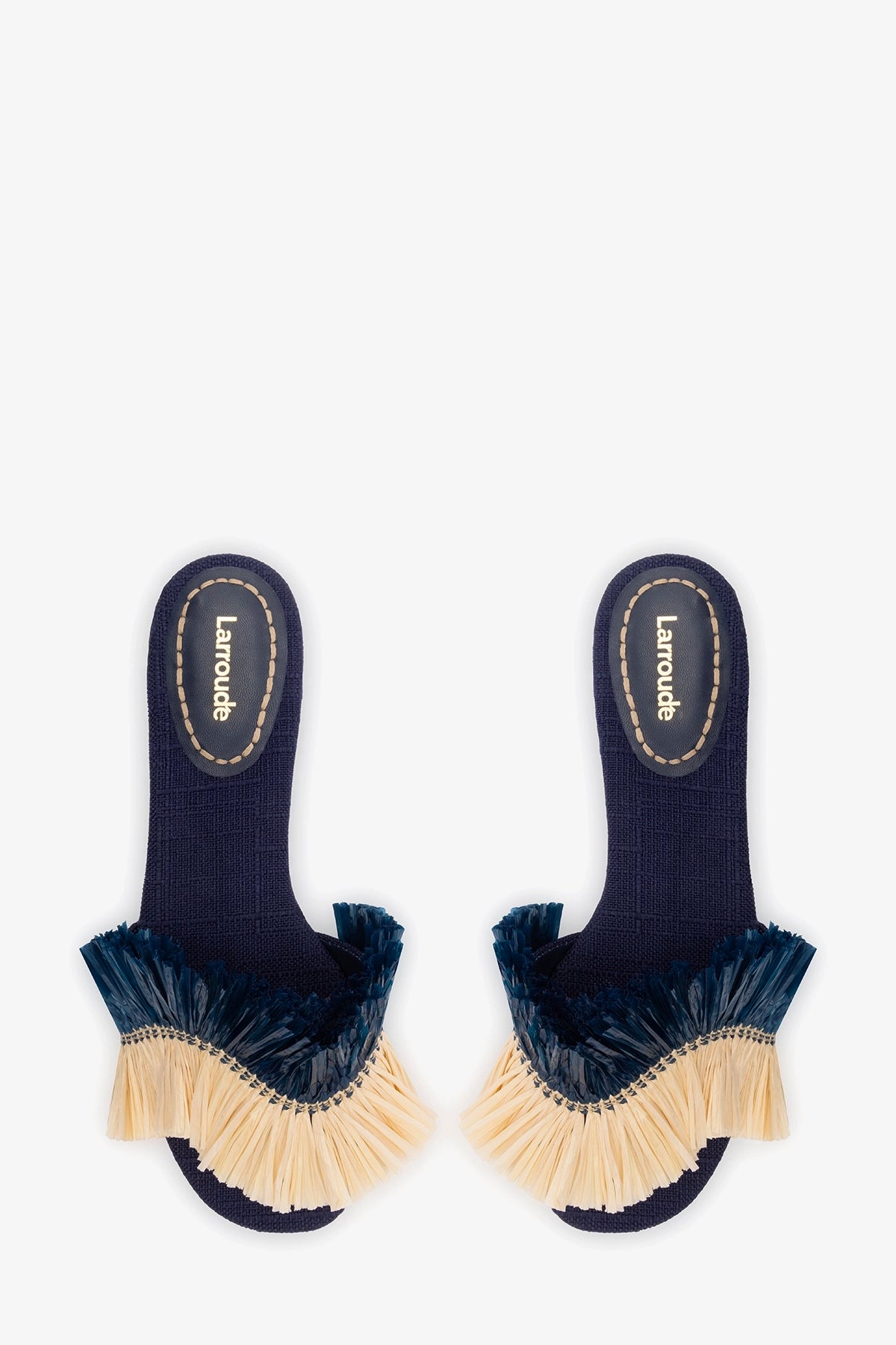 Ivy Fringe Flat In Navy Raffia