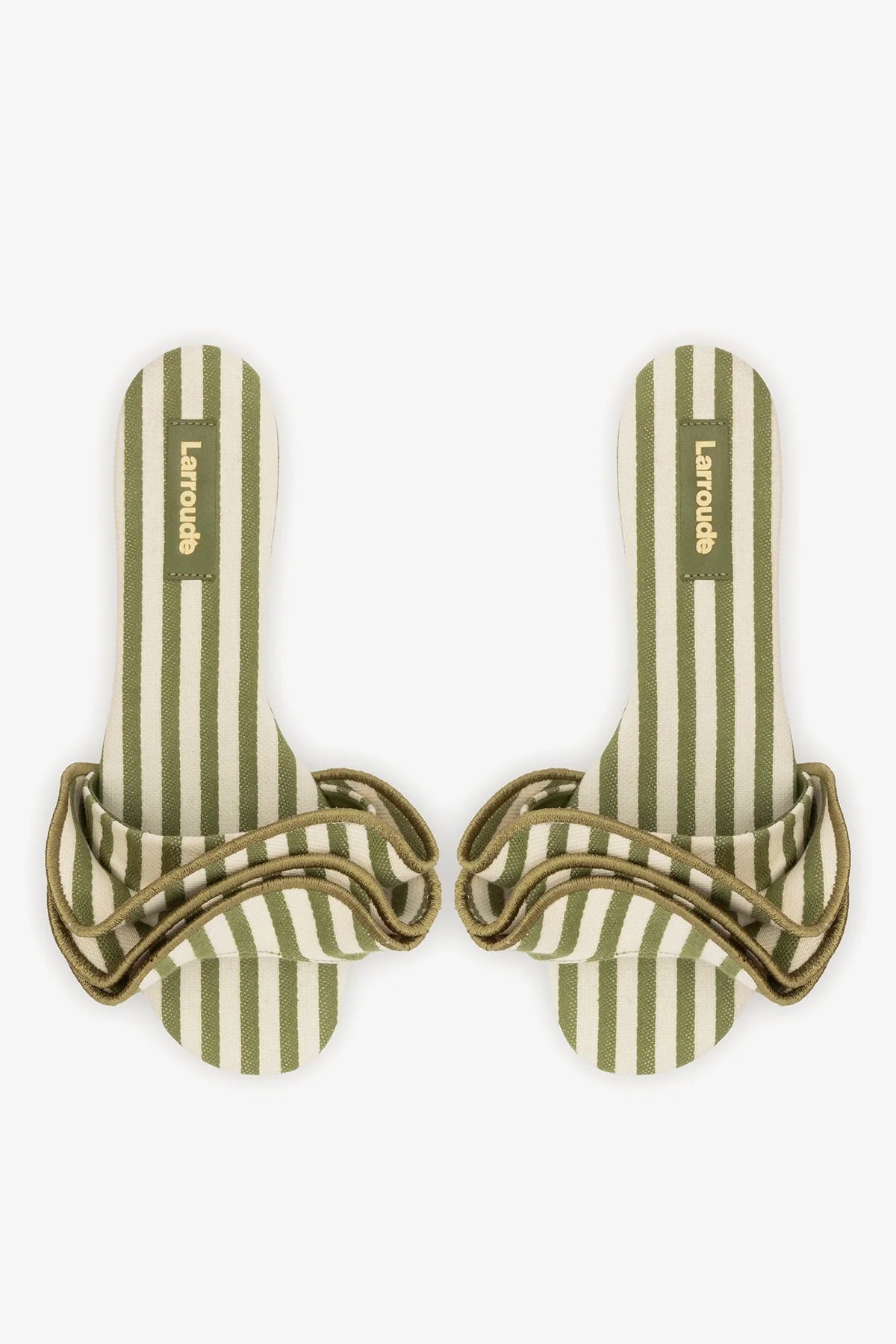 Ivy Ruffle Flat Seaweed Striped Canvas