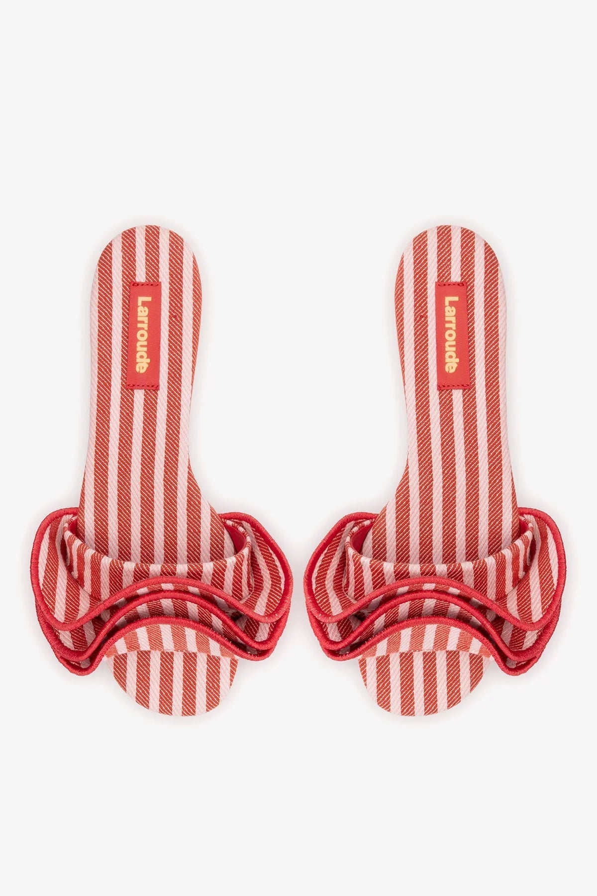 Ivy Ruffle Flat Carmine Striped Canvas