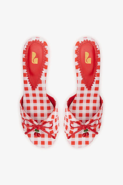 Bardot Mule Scarlet Printed Fabric