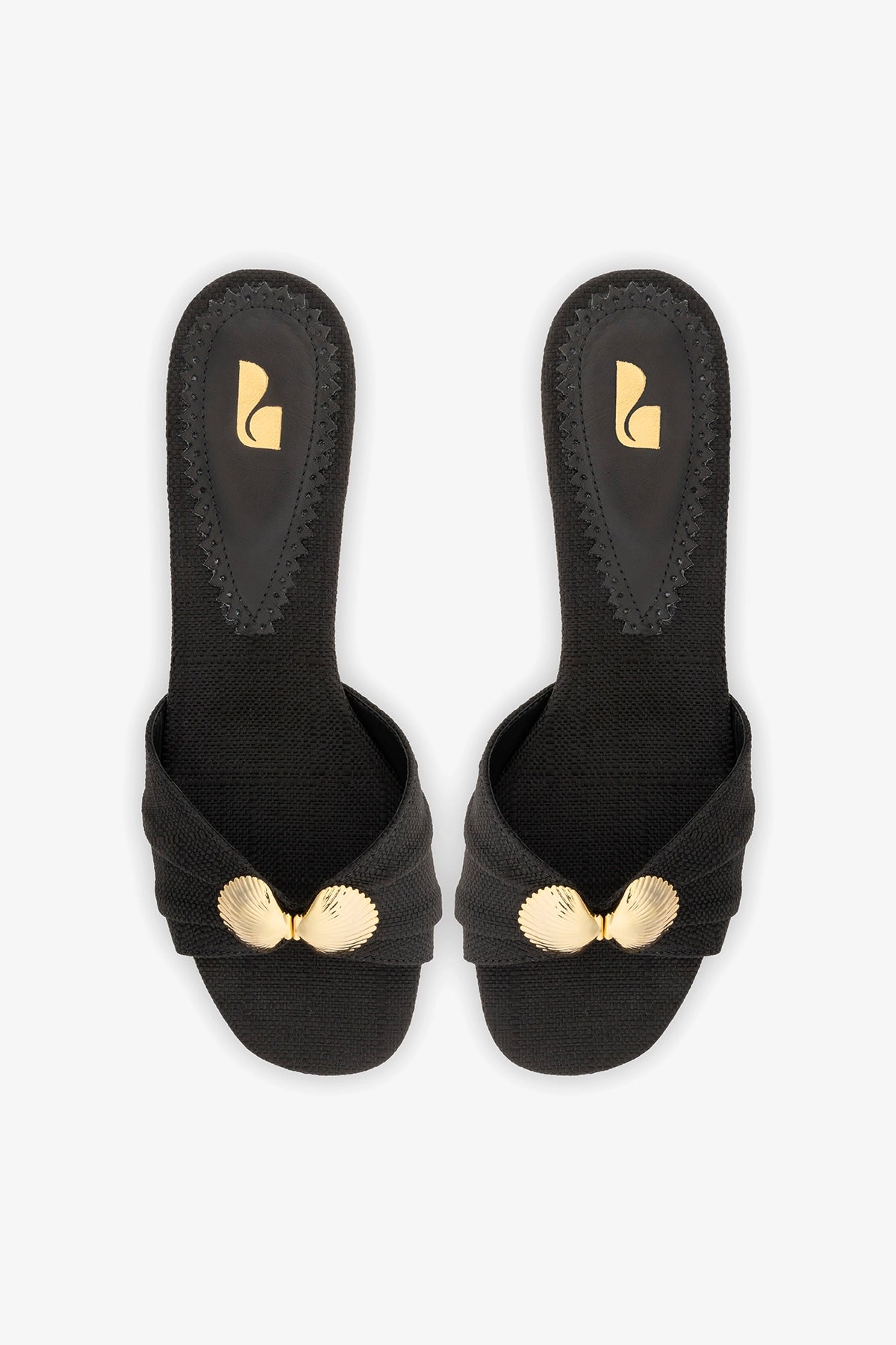 Coquile Mule Black Raffia