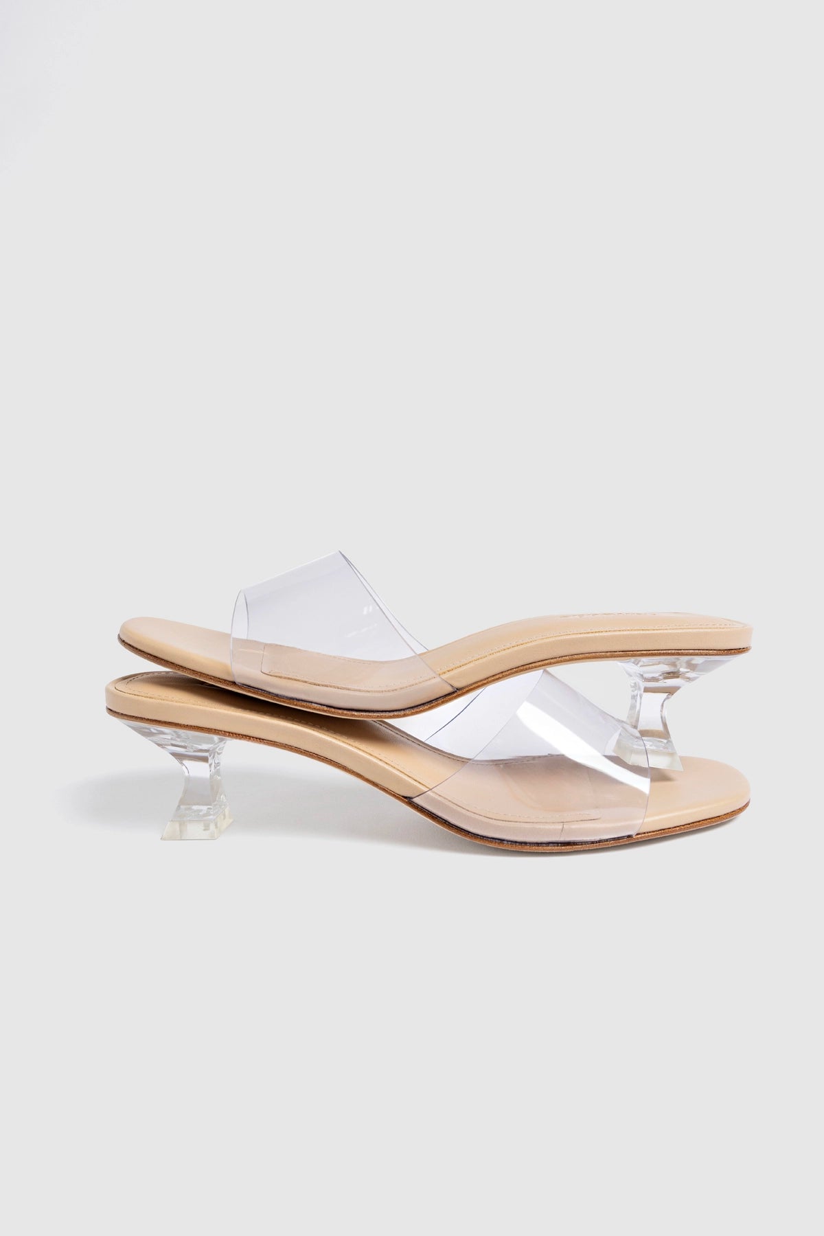 Vivi Lucite Clear Mule Sand Leather