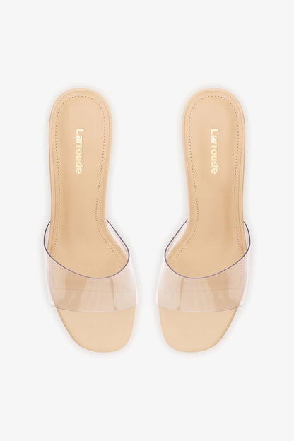 Vivi Lucite Clear Mule Sand Leather