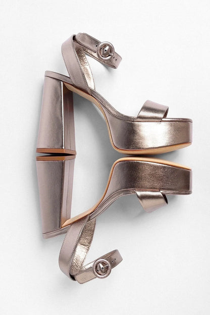 Dolly Platform Sandal Dusky Gold Leather