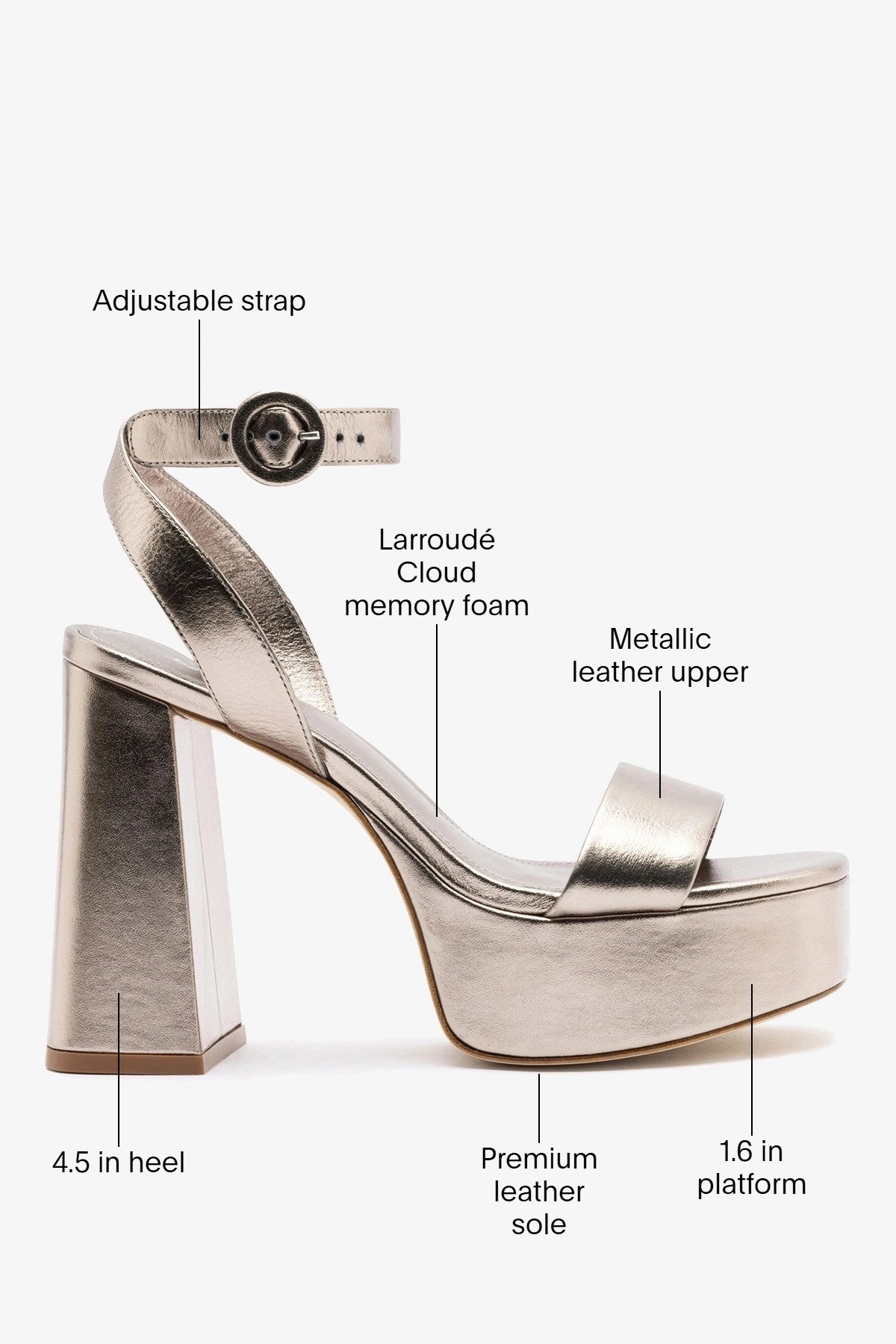 Dolly Platform Sandal Dusky Gold Leather