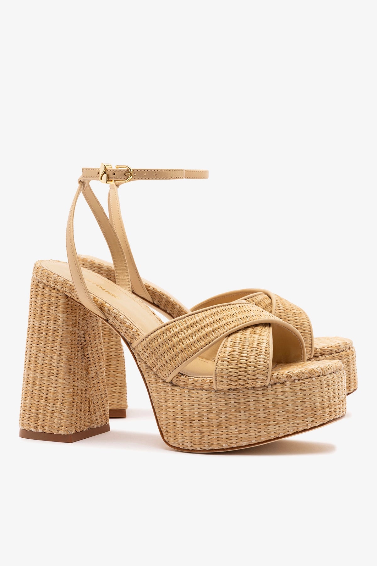 Dolly X Platform Sandal In Natural Raffia