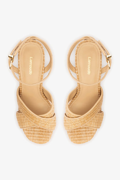Dolly X Platform Sandal In Natural Raffia