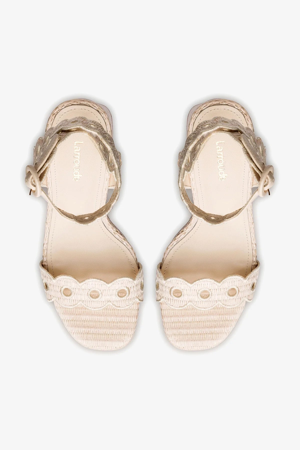 Dolly Broderie Sandal In Natural Raffia