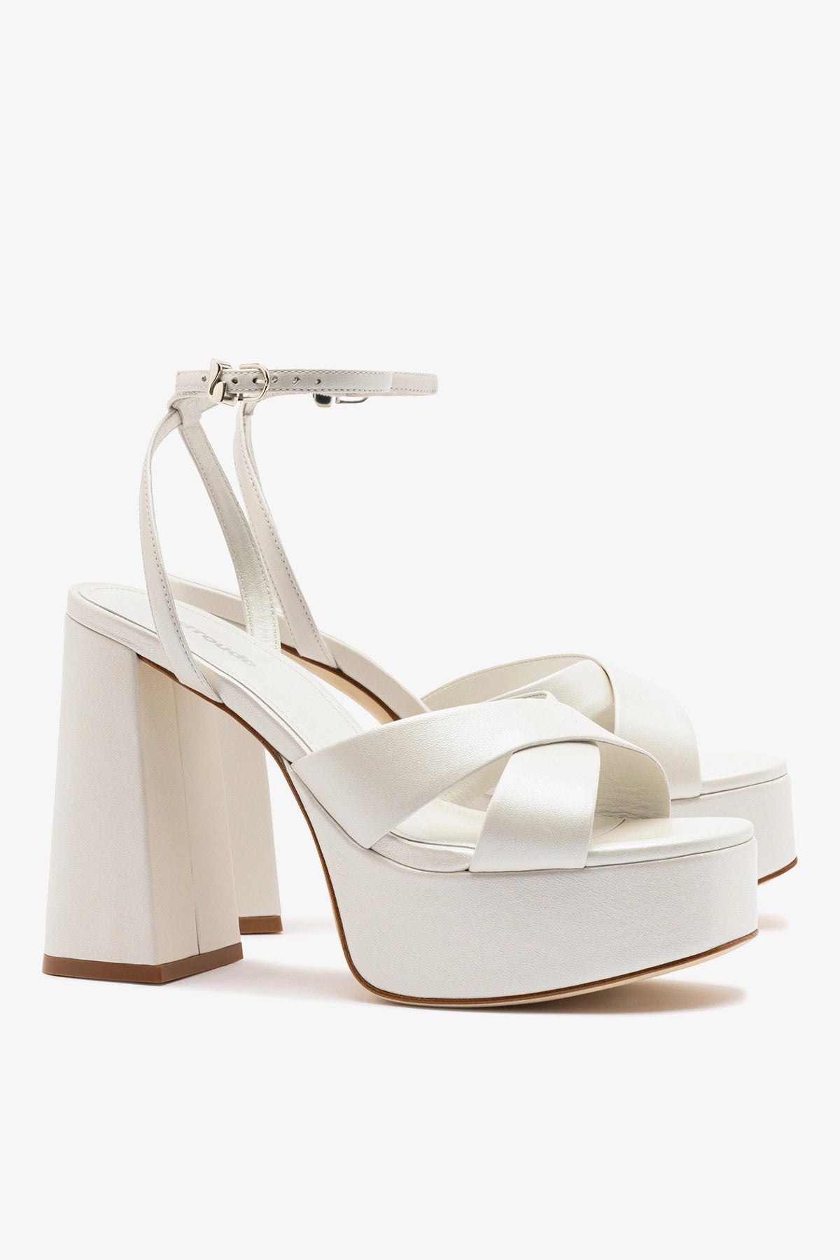 Dolly X Platform Sandal In Pearl Leather