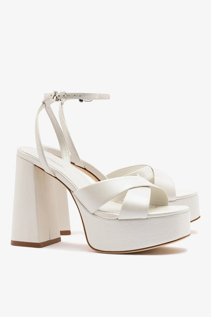 Dolly X Platform Sandal In Pearl Leather